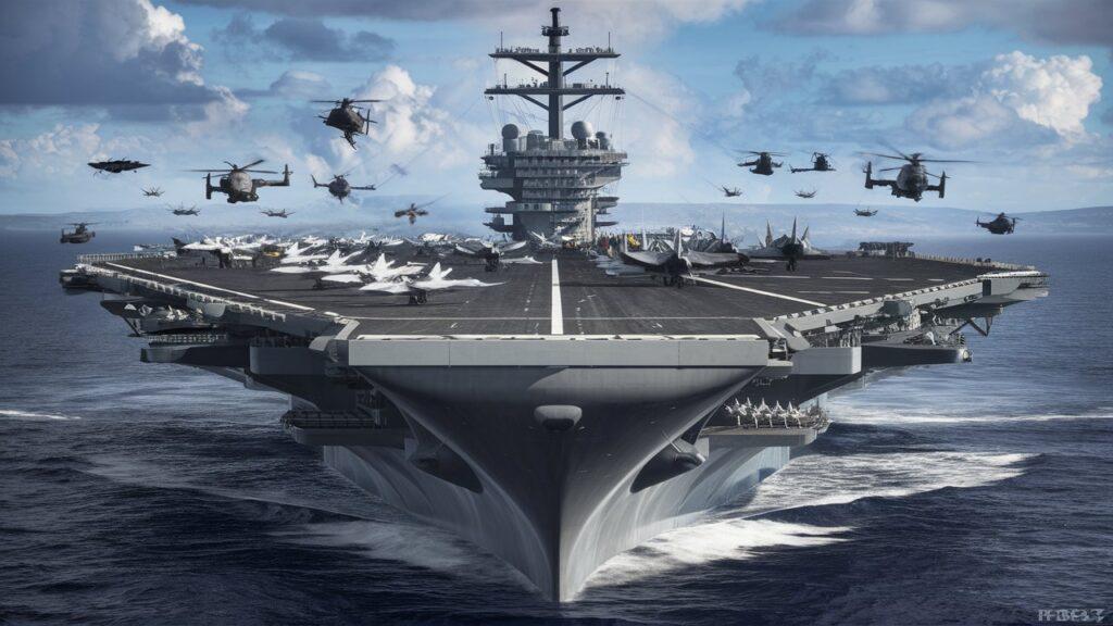 An aircraft carrier is a massive warship