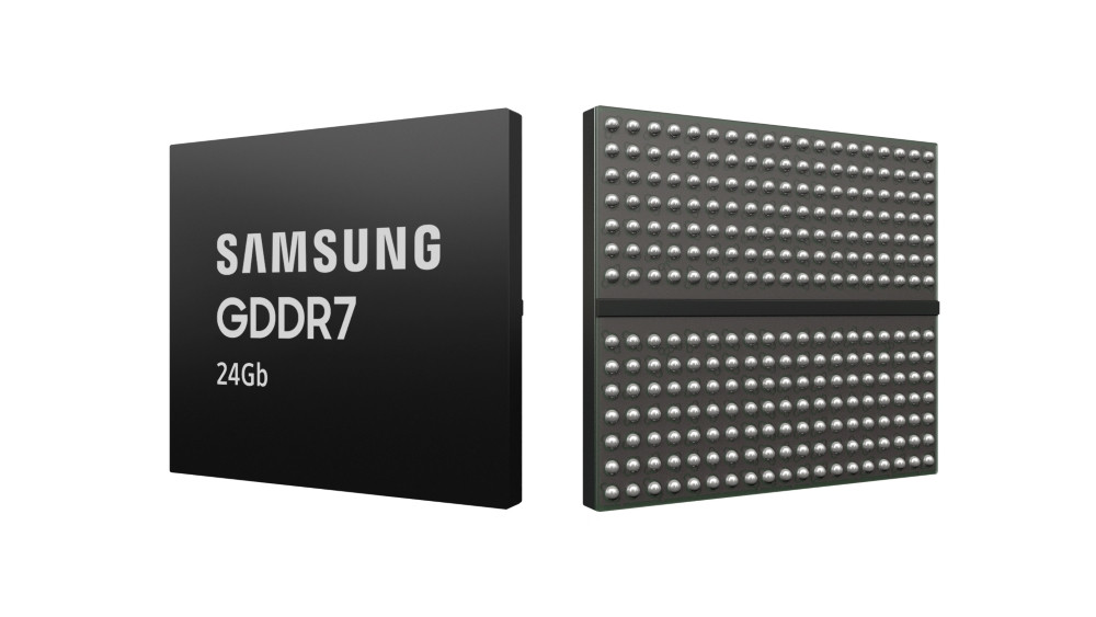 Samsung GDDR7 24Gb मेमोरी मॉड्यूल आगे और पीछे दिखाया गया है